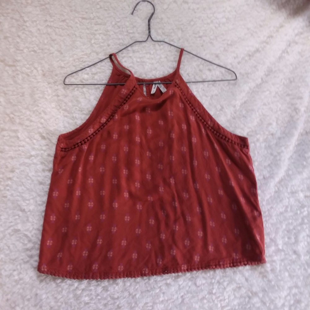 Floral & Lace 100% Cotton Halter Tank Size Medium